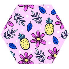 Flowers Petals Pineapples Fruit Wooden Puzzle Hexagon