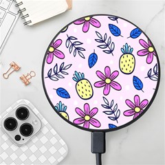 Flowers Petals Pineapples Fruit Wireless Fast Charger(black)