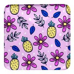 Flowers Petals Pineapples Fruit Square Glass Fridge Magnet (4 Pack) by Maspions