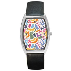 Abstract Pattern Background Barrel Style Metal Watch