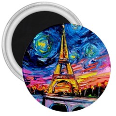 Eiffel Tower Starry Night Print Van Gogh 3  Magnets by Maspions