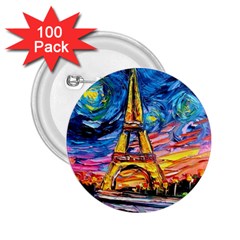 Eiffel Tower Starry Night Print Van Gogh 2 25  Buttons (100 Pack) 