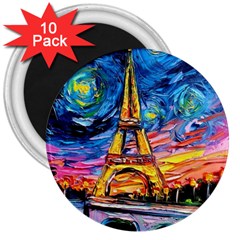 Eiffel Tower Starry Night Print Van Gogh 3  Magnets (10 Pack) 