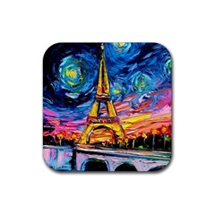 Eiffel Tower Starry Night Print Van Gogh Rubber Coaster (square)