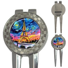 Eiffel Tower Starry Night Print Van Gogh 3-in-1 Golf Divots by Maspions