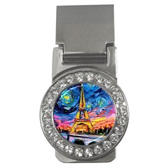 Eiffel Tower Starry Night Print Van Gogh Money Clips (cz)  by Maspions