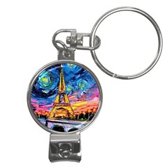 Eiffel Tower Starry Night Print Van Gogh Nail Clippers Key Chain