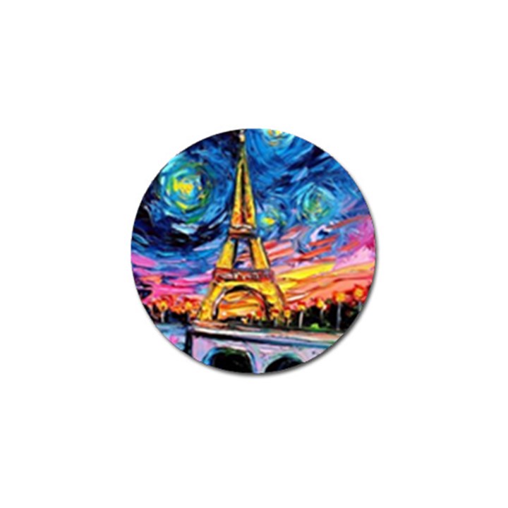 Eiffel Tower Starry Night Print Van Gogh Golf Ball Marker