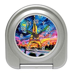 Eiffel Tower Starry Night Print Van Gogh Travel Alarm Clock by Maspions