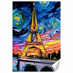 Eiffel Tower Starry Night Print Van Gogh Canvas 12  X 18  by Maspions