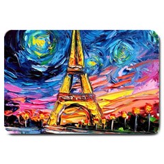 Eiffel Tower Starry Night Print Van Gogh Large Doormat by Maspions