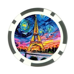 Eiffel Tower Starry Night Print Van Gogh Poker Chip Card Guard by Maspions