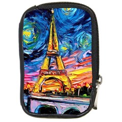 Eiffel Tower Starry Night Print Van Gogh Compact Camera Leather Case