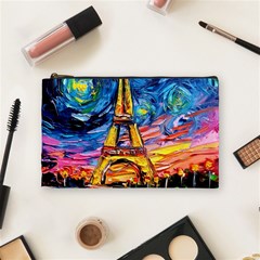 Eiffel Tower Starry Night Print Van Gogh Cosmetic Bag (medium)