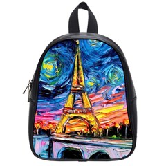 Eiffel Tower Starry Night Print Van Gogh School Bag (small)