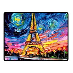 Eiffel Tower Starry Night Print Van Gogh Two Sides Fleece Blanket (small)