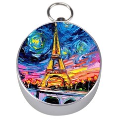 Eiffel Tower Starry Night Print Van Gogh Silver Compasses by Maspions