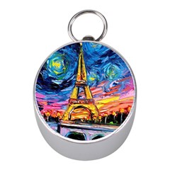 Eiffel Tower Starry Night Print Van Gogh Mini Silver Compasses