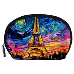 Eiffel Tower Starry Night Print Van Gogh Accessory Pouch (large) by Maspions