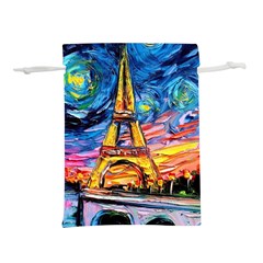 Eiffel Tower Starry Night Print Van Gogh Lightweight Drawstring Pouch (l)