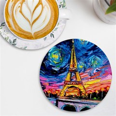 Eiffel Tower Starry Night Print Van Gogh Uv Print Round Tile Coaster