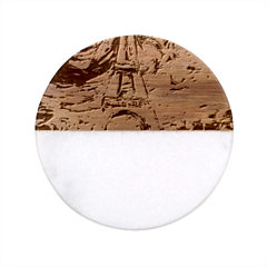 Eiffel Tower Starry Night Print Van Gogh Classic Marble Wood Coaster (round) 