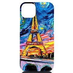 Eiffel Tower Starry Night Print Van Gogh Iphone 14 Plus Black Uv Print Case by Maspions