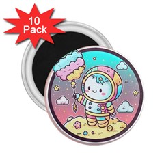 Boy Astronaut Cotton Candy Childhood Fantasy Tale Literature Planet Universe Kawaii Nature Cute Clou 2 25  Magnets (10 Pack)  by Maspions