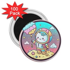 Boy Astronaut Cotton Candy Childhood Fantasy Tale Literature Planet Universe Kawaii Nature Cute Clou 2 25  Magnets (100 Pack)  by Maspions