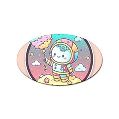 Boy Astronaut Cotton Candy Childhood Fantasy Tale Literature Planet Universe Kawaii Nature Cute Clou Sticker Oval (100 Pack) by Maspions