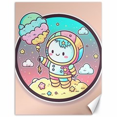 Boy Astronaut Cotton Candy Childhood Fantasy Tale Literature Planet Universe Kawaii Nature Cute Clou Canvas 18  X 24  by Maspions