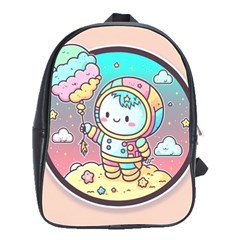 Boy Astronaut Cotton Candy Childhood Fantasy Tale Literature Planet Universe Kawaii Nature Cute Clou School Bag (large) by Maspions