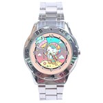 Boy Astronaut Cotton Candy Childhood Fantasy Tale Literature Planet Universe Kawaii Nature Cute Clou Stainless Steel Analogue Watch Front