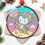 Boy Astronaut Cotton Candy Childhood Fantasy Tale Literature Planet Universe Kawaii Nature Cute Clou Ornament (Snowflake) Front