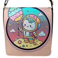 Boy Astronaut Cotton Candy Childhood Fantasy Tale Literature Planet Universe Kawaii Nature Cute Clou Flap Closure Messenger Bag (s) by Maspions