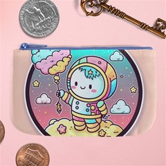 Boy Astronaut Cotton Candy Childhood Fantasy Tale Literature Planet Universe Kawaii Nature Cute Clou Large Coin Purse by Maspions