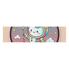 Boy Astronaut Cotton Candy Childhood Fantasy Tale Literature Planet Universe Kawaii Nature Cute Clou Banner And Sign 4  X 1  by Maspions