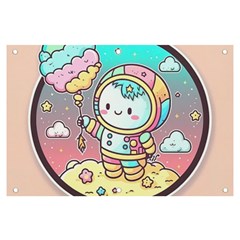 Boy Astronaut Cotton Candy Childhood Fantasy Tale Literature Planet Universe Kawaii Nature Cute Clou Banner And Sign 6  X 4  by Maspions