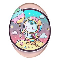 Boy Astronaut Cotton Candy Childhood Fantasy Tale Literature Planet Universe Kawaii Nature Cute Clou Oval Glass Fridge Magnet (4 Pack) by Maspions