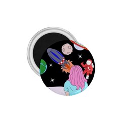 Girl Bed Space Planets Spaceship Rocket Astronaut Galaxy Universe Cosmos Woman Dream Imagination Bed 1 75  Magnets