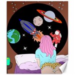 Girl Bed Space Planets Spaceship Rocket Astronaut Galaxy Universe Cosmos Woman Dream Imagination Bed Canvas 20  x 24  19.57 x23.15  Canvas - 1