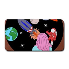 Girl Bed Space Planets Spaceship Rocket Astronaut Galaxy Universe Cosmos Woman Dream Imagination Bed Medium Bar Mat