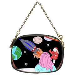 Girl Bed Space Planets Spaceship Rocket Astronaut Galaxy Universe Cosmos Woman Dream Imagination Bed Chain Purse (two Sides)