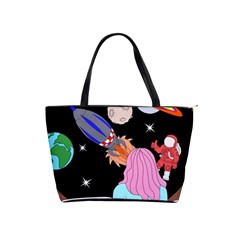 Girl Bed Space Planets Spaceship Rocket Astronaut Galaxy Universe Cosmos Woman Dream Imagination Bed Classic Shoulder Handbag by Maspions