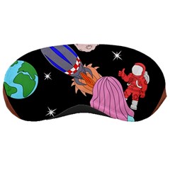 Girl Bed Space Planets Spaceship Rocket Astronaut Galaxy Universe Cosmos Woman Dream Imagination Bed Sleep Mask by Maspions