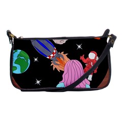 Girl Bed Space Planets Spaceship Rocket Astronaut Galaxy Universe Cosmos Woman Dream Imagination Bed Shoulder Clutch Bag by Maspions