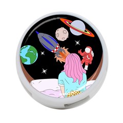 Girl Bed Space Planets Spaceship Rocket Astronaut Galaxy Universe Cosmos Woman Dream Imagination Bed 4-port Usb Hub (two Sides)