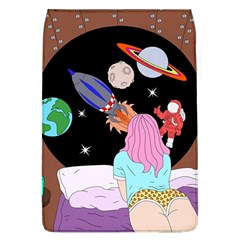 Girl Bed Space Planets Spaceship Rocket Astronaut Galaxy Universe Cosmos Woman Dream Imagination Bed Removable Flap Cover (l) by Maspions