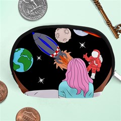 Girl Bed Space Planets Spaceship Rocket Astronaut Galaxy Universe Cosmos Woman Dream Imagination Bed Accessory Pouch (medium)