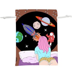 Girl Bed Space Planets Spaceship Rocket Astronaut Galaxy Universe Cosmos Woman Dream Imagination Bed Lightweight Drawstring Pouch (xl)